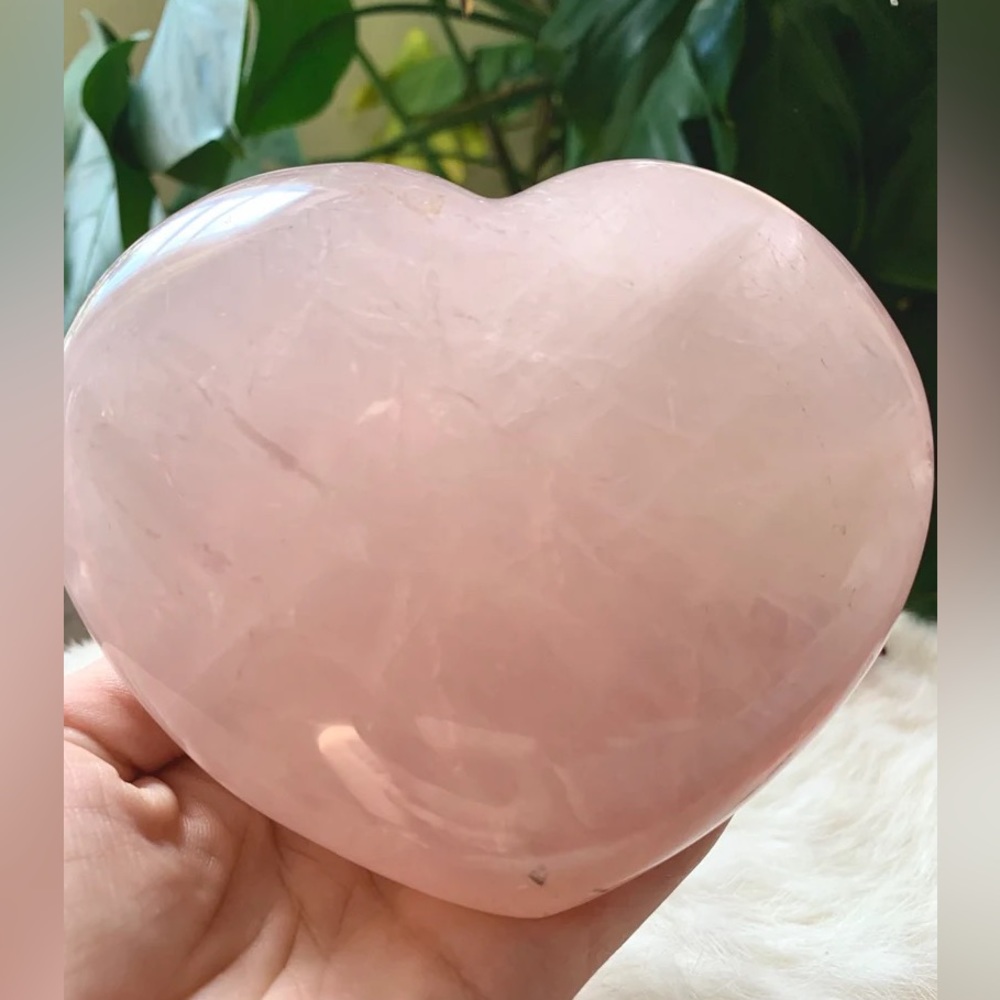Chunky Heart Rose Quartz Heart Shaped Crystal of Love Self Love Large Puffy - Picture 6 of 7